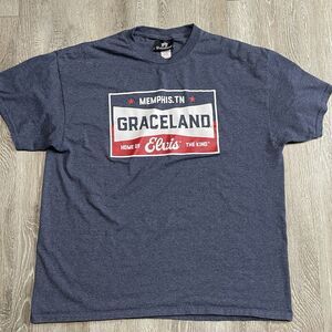 GRACELAND  Home of ELVIS The King T-Shirt Navy Blue Size XL
